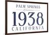 Palm Springs, California - Established Date (Blue)-Lantern Press-Framed Art Print