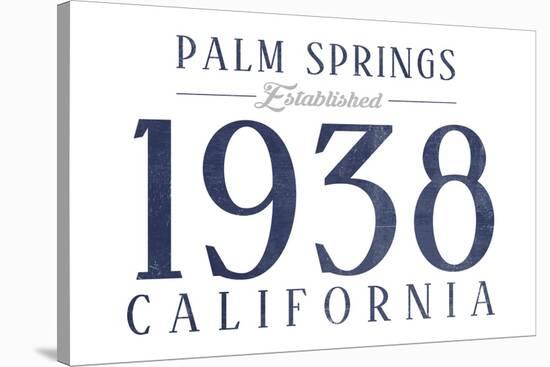 Palm Springs, California - Established Date (Blue)-Lantern Press-Stretched Canvas