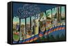 Palm Springs, California - Large Letter Scenes-Lantern Press-Framed Stretched Canvas