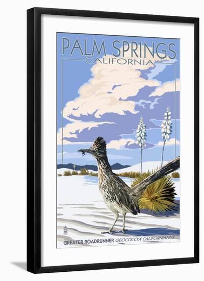 Palm Springs, California - Roadrunner Scene-Lantern Press-Framed Art Print