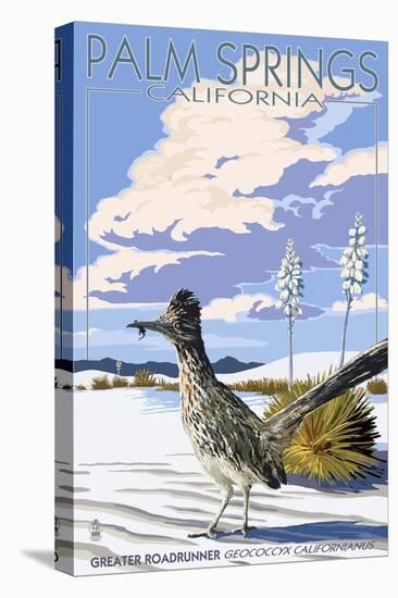 Palm Springs, California - Roadrunner Scene-Lantern Press-Stretched Canvas