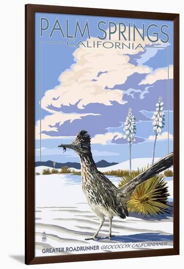 Palm Springs, California - Roadrunner Scene-Lantern Press-Framed Art Print