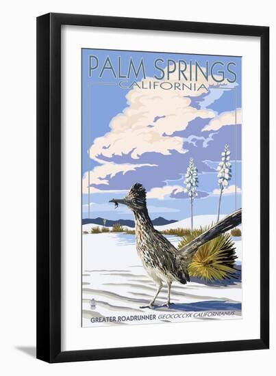 Palm Springs, California - Roadrunner Scene-Lantern Press-Framed Art Print