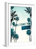 Palm Springs, California - Street Sign and Palms-Lantern Press-Framed Art Print