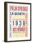 Palm Springs, California - Typography (Multi-Color)-Lantern Press-Framed Art Print