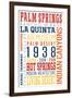 Palm Springs, California - Typography (Multi-Color)-Lantern Press-Framed Art Print