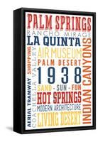 Palm Springs, California - Typography (Multi-Color)-Lantern Press-Framed Stretched Canvas