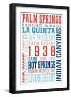 Palm Springs, California - Typography (Reds and Blues)-Lantern Press-Framed Art Print