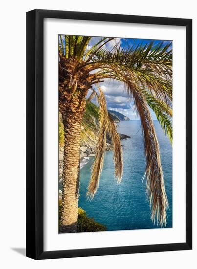 Palm Tree on the Hillside, Vernazza, Italy-George Oze-Framed Photographic Print