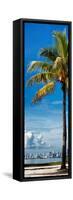 Palm Tree overlooking Downtown Miami - Florida-Philippe Hugonnard-Framed Stretched Canvas