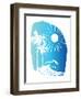 Palm Tree Sun Waves Blue-Jennifer McCully-Framed Art Print