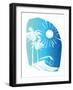 Palm Tree Sun Waves Blue-Jennifer McCully-Framed Art Print