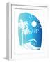 Palm Tree Sun Waves Blue-Jennifer McCully-Framed Art Print