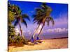 Palm Trees and Beach Chairs, Florida Keys, Florida, USA-Terry Eggers-Stretched Canvas