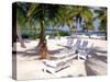 Palm Trees and Beach Chairs, Florida Keys, Florida, USA-Terry Eggers-Stretched Canvas