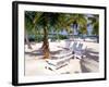 Palm Trees and Beach Chairs, Florida Keys, Florida, USA-Terry Eggers-Framed Photographic Print