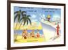 Palm Trees and Beach Versus Snow Skiing-null-Framed Premium Giclee Print