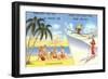 Palm Trees and Beach Versus Snow Skiing-null-Framed Art Print