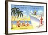 Palm Trees and Beach Versus Snow Skiing-null-Framed Art Print