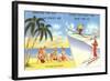 Palm Trees and Beach Versus Snow Skiing-null-Framed Art Print