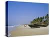 Palm Trees and Fishing Boats, Colva Beach, Goa, India-Jenny Pate-Stretched Canvas