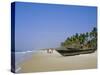 Palm Trees and Fishing Boats, Colva Beach, Goa, India-Jenny Pate-Stretched Canvas