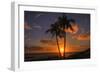 Palm Trees and Setting Sun, Kauai Hawaii-Vincent James-Framed Premium Photographic Print