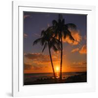 Palm Trees and Setting Sun (Square), Kauai Hawaii-Vincent James-Framed Photographic Print