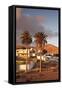 Palm Trees and the White Village of Toto at Sunset, Fuerteventura, Canary Islands, Spain, Europe-Markus Lange-Framed Stretched Canvas