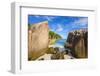 Palm Trees and Tropical Beach, La Digue, Seychelles-Jon Arnold-Framed Photographic Print