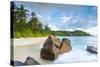 Palm Trees and Tropical Beach, Southern Mahe, Seychelles-Jon Arnold-Stretched Canvas