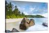 Palm Trees and Tropical Beach, Southern Mahe, Seychelles-Jon Arnold-Stretched Canvas