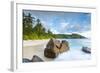 Palm Trees and Tropical Beach, Southern Mahe, Seychelles-Jon Arnold-Framed Photographic Print