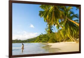 Palm Trees and Tropical Beach, Southern Mahe, Seychelles-Jon Arnold-Framed Photographic Print