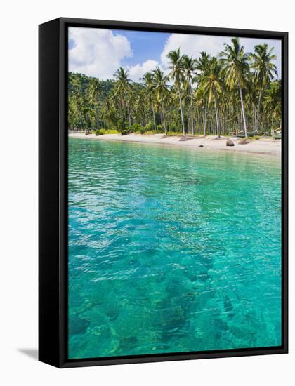 Palm Trees and Turquoise Water, Nippah Beach, Lombok, West Nusa Tenggara, Indonesia, Southeast Asia-Matthew Williams-Ellis-Framed Stretched Canvas