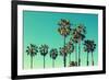 Palm Trees at Santa Monica Beach. Vintage Post Processed. Fashion, Travel, Summer, Vacation and Tro-mervas-Framed Photographic Print