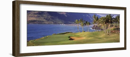 Palm Trees at Seaside, Kiele Course, Number 13, Kauai Lagoons Golf Club, Lihue, Hawaii, USA-null-Framed Photographic Print