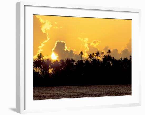 Palm Trees at Sunset, Bora Bora, French Polynesia-Art Wolfe-Framed Photographic Print