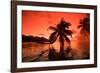 Palm Trees at Sunset, Moorea, Tahiti, French Polynesia-null-Framed Photographic Print