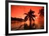 Palm Trees at Sunset, Moorea, Tahiti, French Polynesia-null-Framed Photographic Print