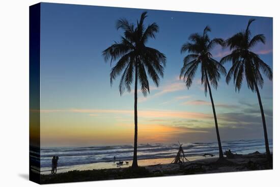 Palm Trees at Sunset on Playa Guiones Surf Beach at Sunset-Rob Francis-Stretched Canvas