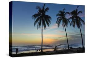 Palm Trees at Sunset on Playa Guiones Surf Beach at Sunset-Rob Francis-Stretched Canvas