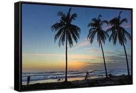 Palm Trees at Sunset on Playa Guiones Surf Beach at Sunset-Rob Francis-Framed Stretched Canvas