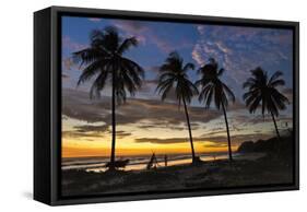 Palm Trees at Sunset on Playa Guiones Surfing Beach-Rob Francis-Framed Stretched Canvas