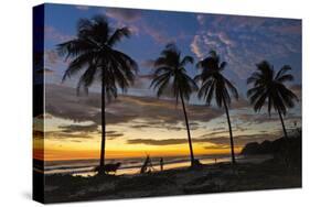 Palm Trees at Sunset on Playa Guiones Surfing Beach-Rob Francis-Stretched Canvas