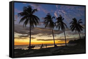 Palm Trees at Sunset on Playa Guiones Surfing Beach-Rob Francis-Framed Stretched Canvas