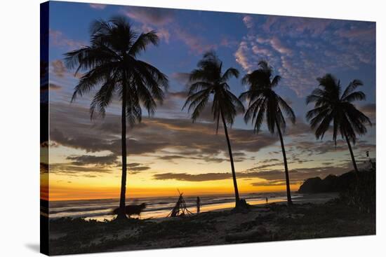 Palm Trees at Sunset on Playa Guiones Surfing Beach-Rob Francis-Stretched Canvas