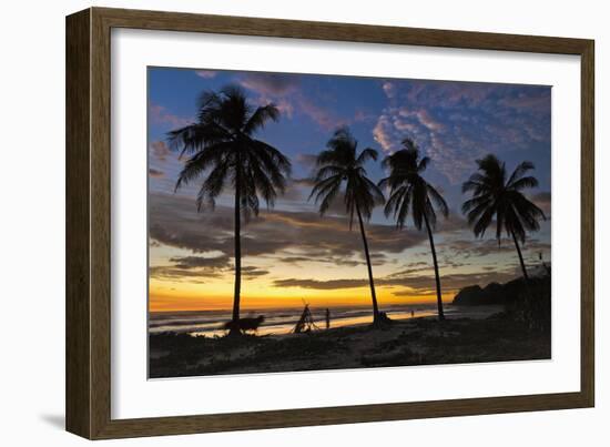 Palm Trees at Sunset on Playa Guiones Surfing Beach-Rob Francis-Framed Photographic Print
