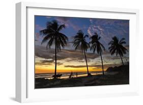 Palm Trees at Sunset on Playa Guiones Surfing Beach-Rob Francis-Framed Photographic Print