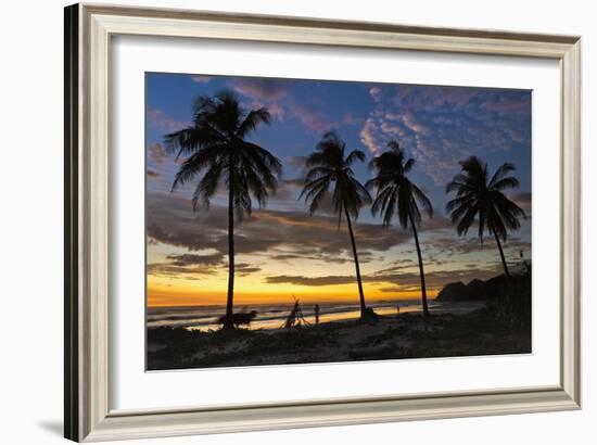 Palm Trees at Sunset on Playa Guiones Surfing Beach-Rob Francis-Framed Photographic Print